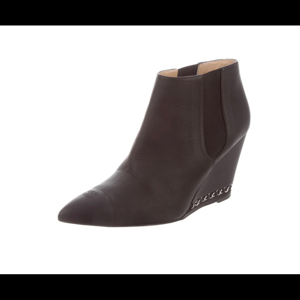 Chanel cap toe CC low Lambskin boots sz 7